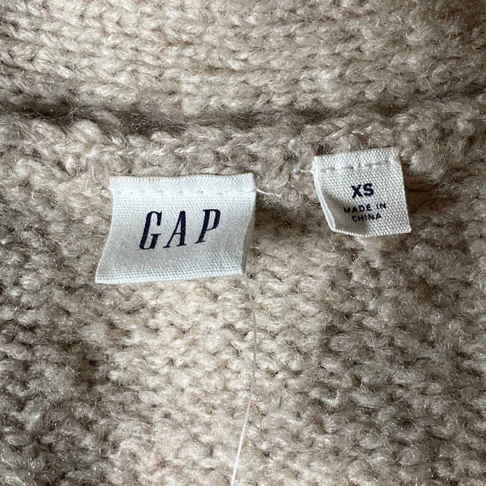 Gap Cardigan Sweater Women XS Beige Wool Blend Oversized Classic Minimalist Boho - Picture 3 of 9